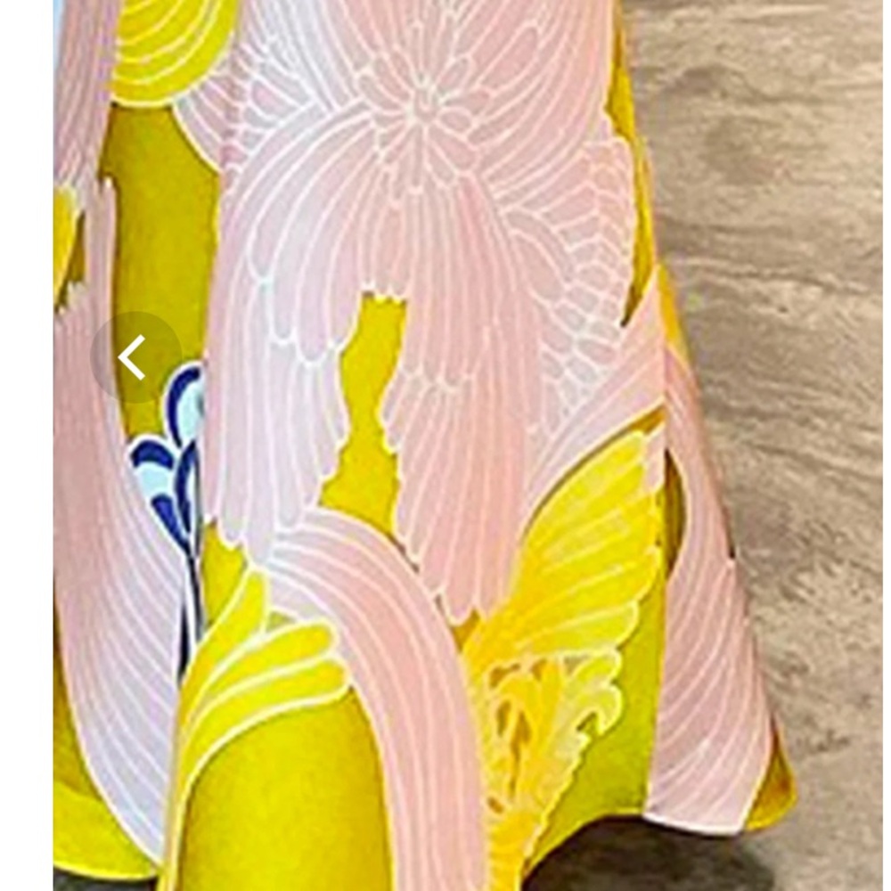 Yellow Floral Print Maxi Dress - Elegant Women's Dress - Picture 2 of 4